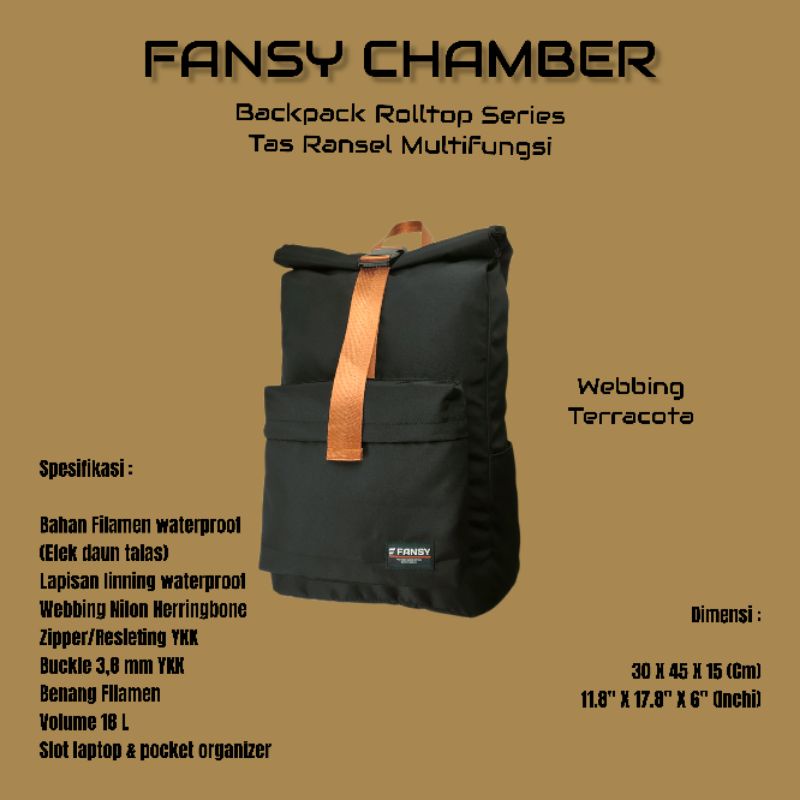 Tas ransel laptop - Backpack Fansy Chamber Filamen Waterproof Rolltop Series