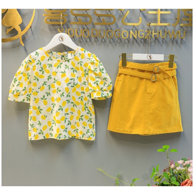 SETELAN ANAK CEWEK IMPORT / BAJU ROK MOTIF KUNING BUNGA