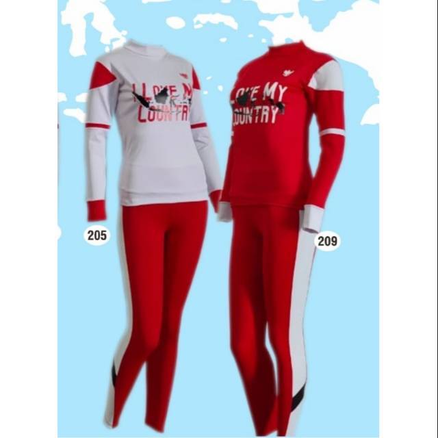 Legging Senam Zumba Merah Putih Kekinian