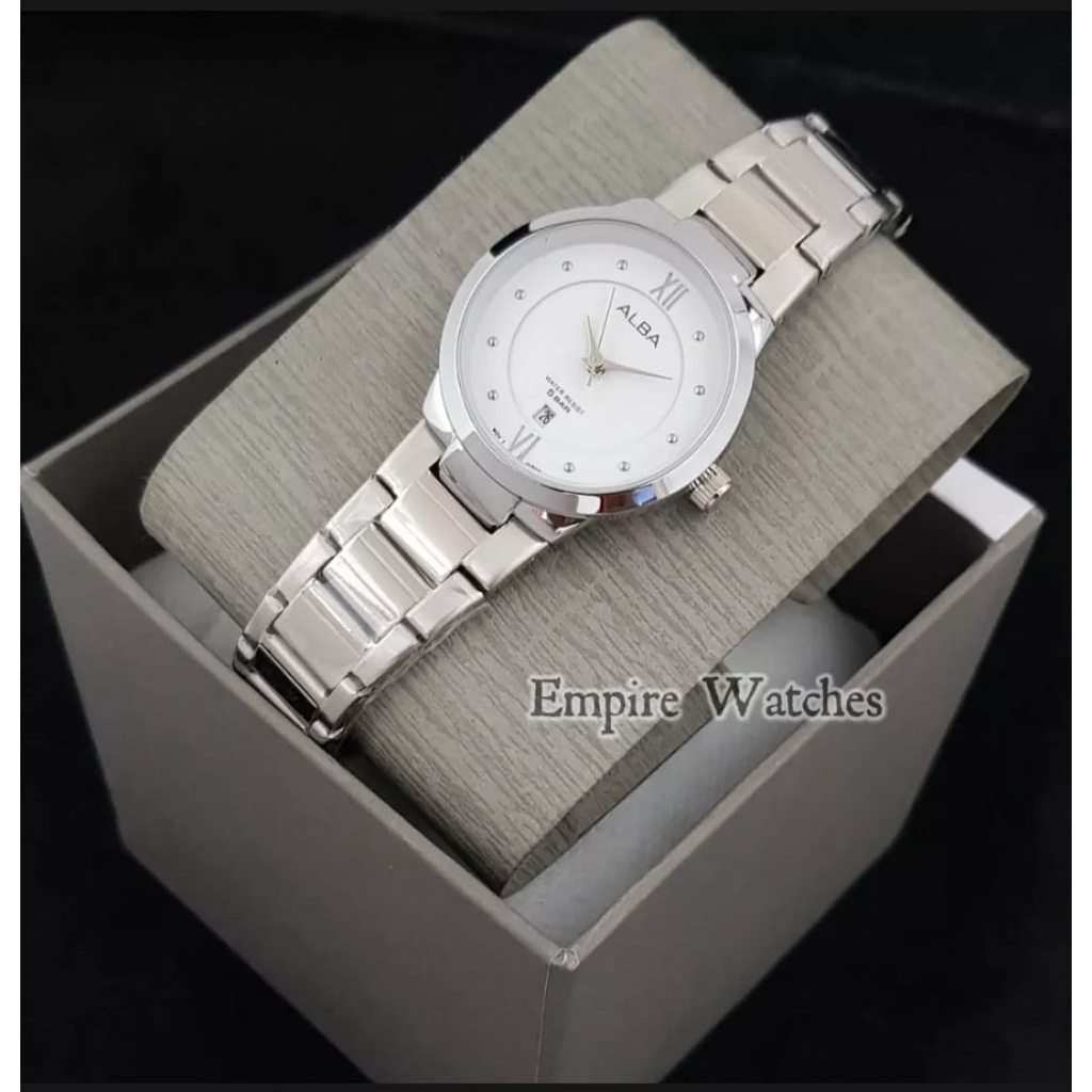 PROMO Jam Tangan Alba 4D1741  Cewek Analog Tanggal Aktif Rantai Stainless