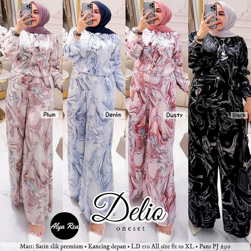 DELIO ONESET / 6.7 / BAHAN SATIN SILK / LD 110 CM / ALLSIZE FIT TO XL / SETELAN WANITA / ALYAREA