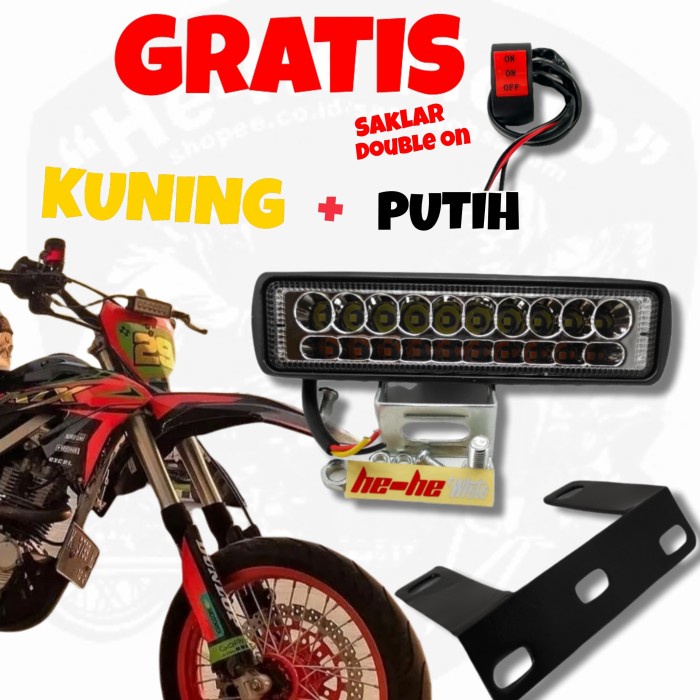 LED SUPERMOTO CRF KLX KTM VIAR LAMPU PAPAN NOMER CRF KLX LAMPU LED 2 WARNA LAMPU PAR LED LAMPU SOROT