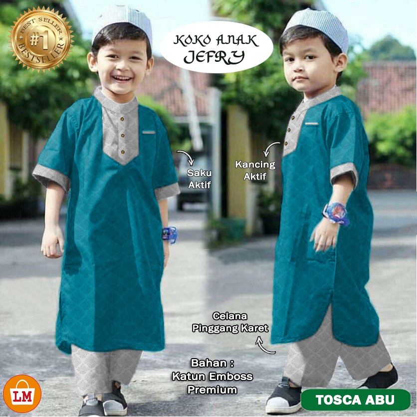 Setelan Koko Anak JEFRI , Stelan Jubah anak, Baju Koko Trendy, Baju Lebaran BAJU KOKO ANAK LMS 21143