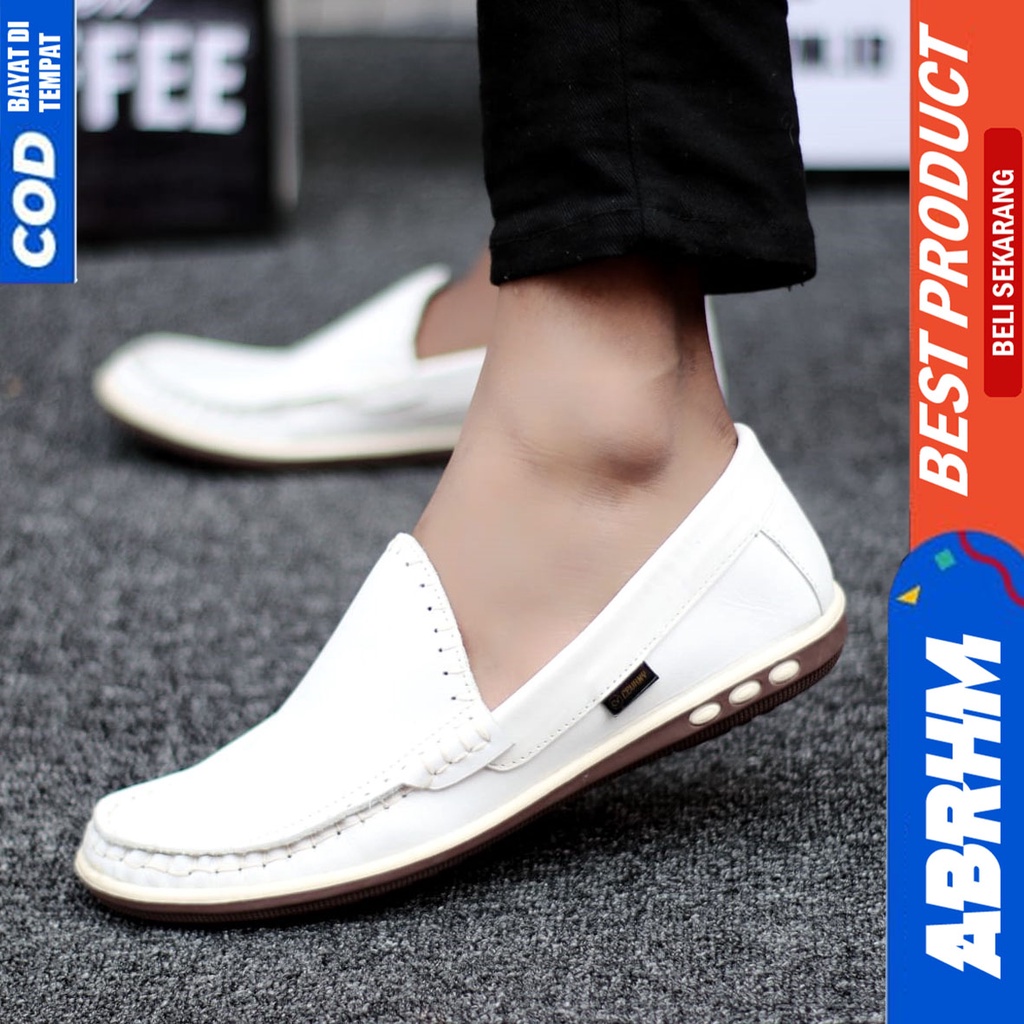 Sepatu Formal Pantofel Kulit Asli Kerja Pria Hitam ABRHM MYHT