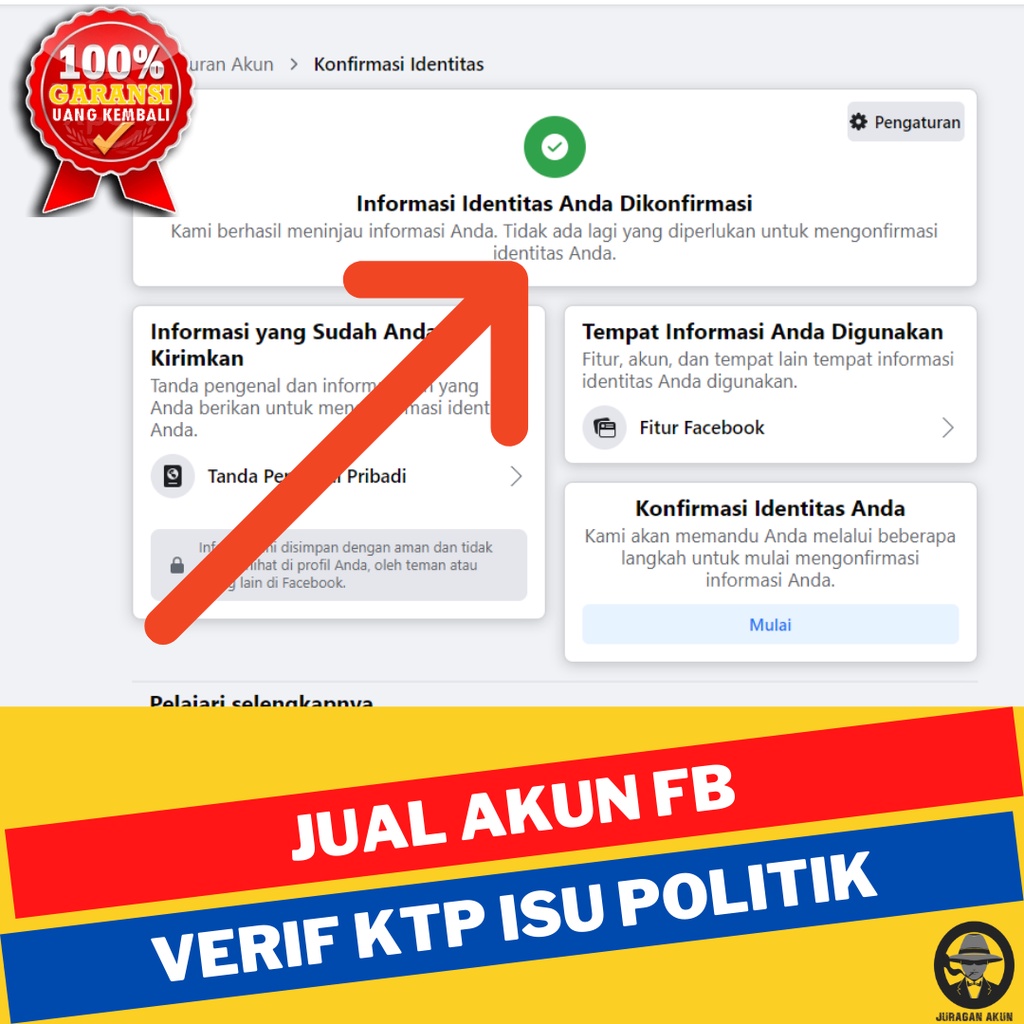 Akun FB Facebook Verified KTP Isu Politik Centang Hijau Untuk Iklan FB ADS dan IG Ads