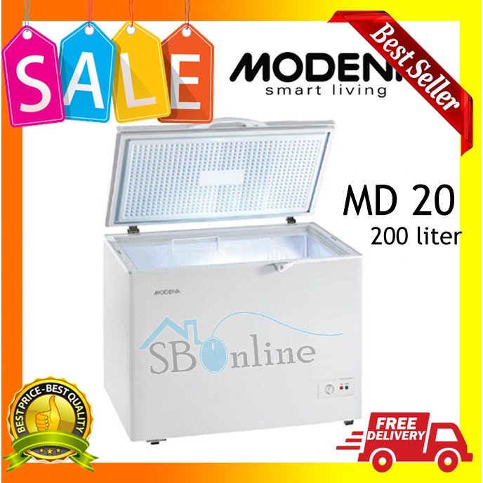 Md 20 Chest Freezer / Kulkas Daging/ Kulkas Ikan Modena 205 Liter Harga Pabrik