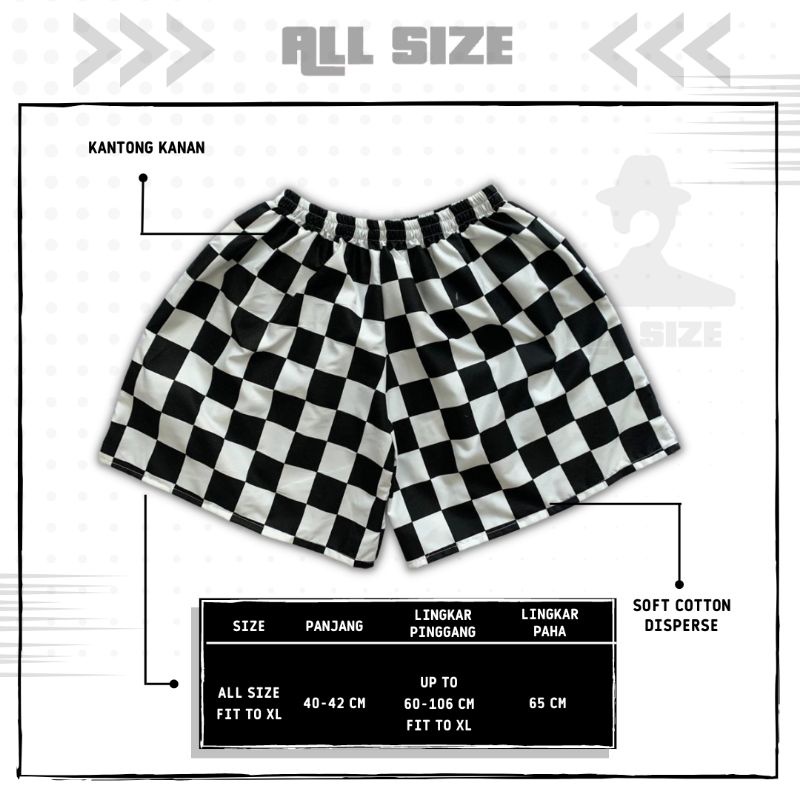 [ 45 MOTIF ] celana pendek boxer/kolor santai pria/wanita remaja/dewasa motif kotak/keramik hitam putih biru-M 20