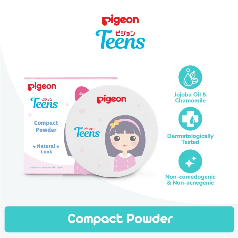 PIGEON Teens Compact Powder Natural Look 14Gr / Bedak Padat Remaja Teen