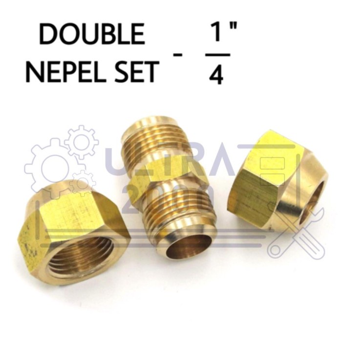 Double Nepel Set 1/4 / Nepel Ac Mobil Angin Kompresor 1/4 / Nepel Sambungan Selang / Alat Alat Ac