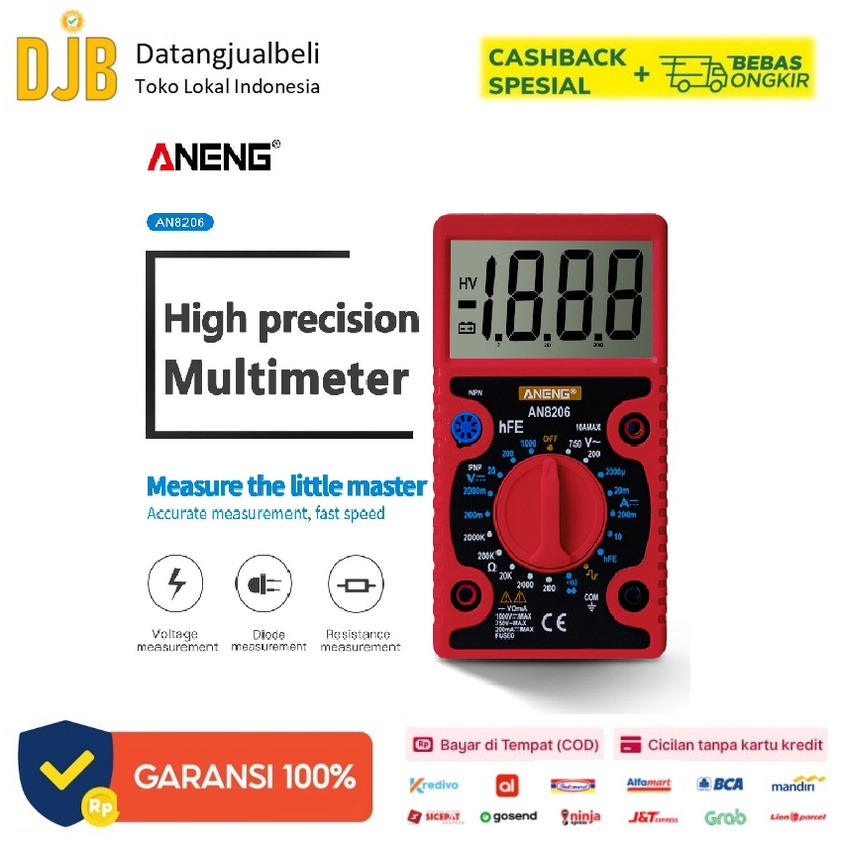 ANENG Digital Multimeter Voltage Tester Large Screen Display - AN8206