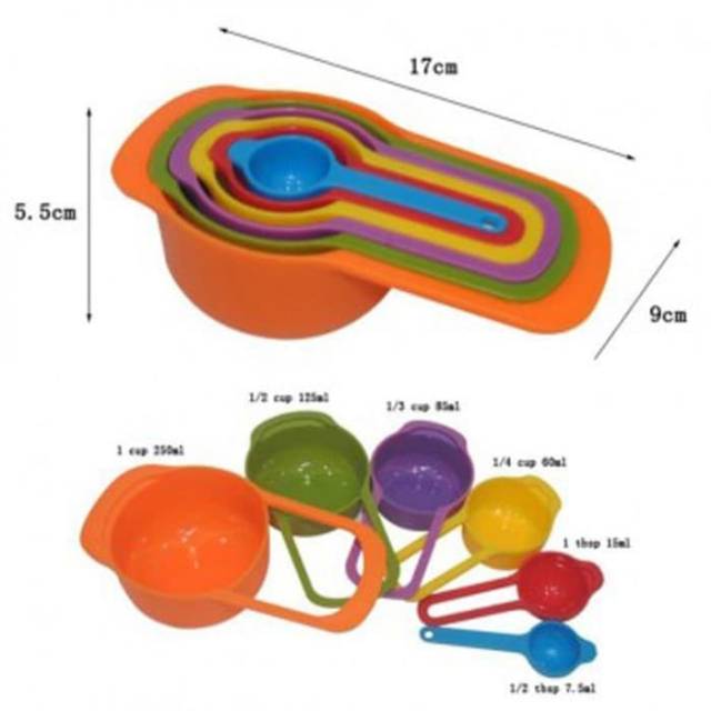 Sendok takar besar 6 in 1 measuring spoons warna