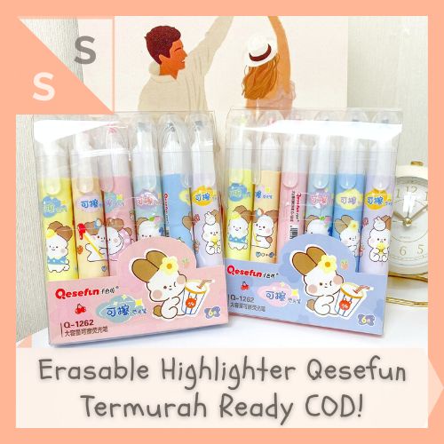 

[simplyshop] Set 6 Pcs Double-Headed Erasable Highlighter Bisa Dihapus Kelinci Qesefun Pack / Eraser Marker Spidol Warna Transparan Colors Motif Kartun Rabbit Aesthetic Korean Japan Muji