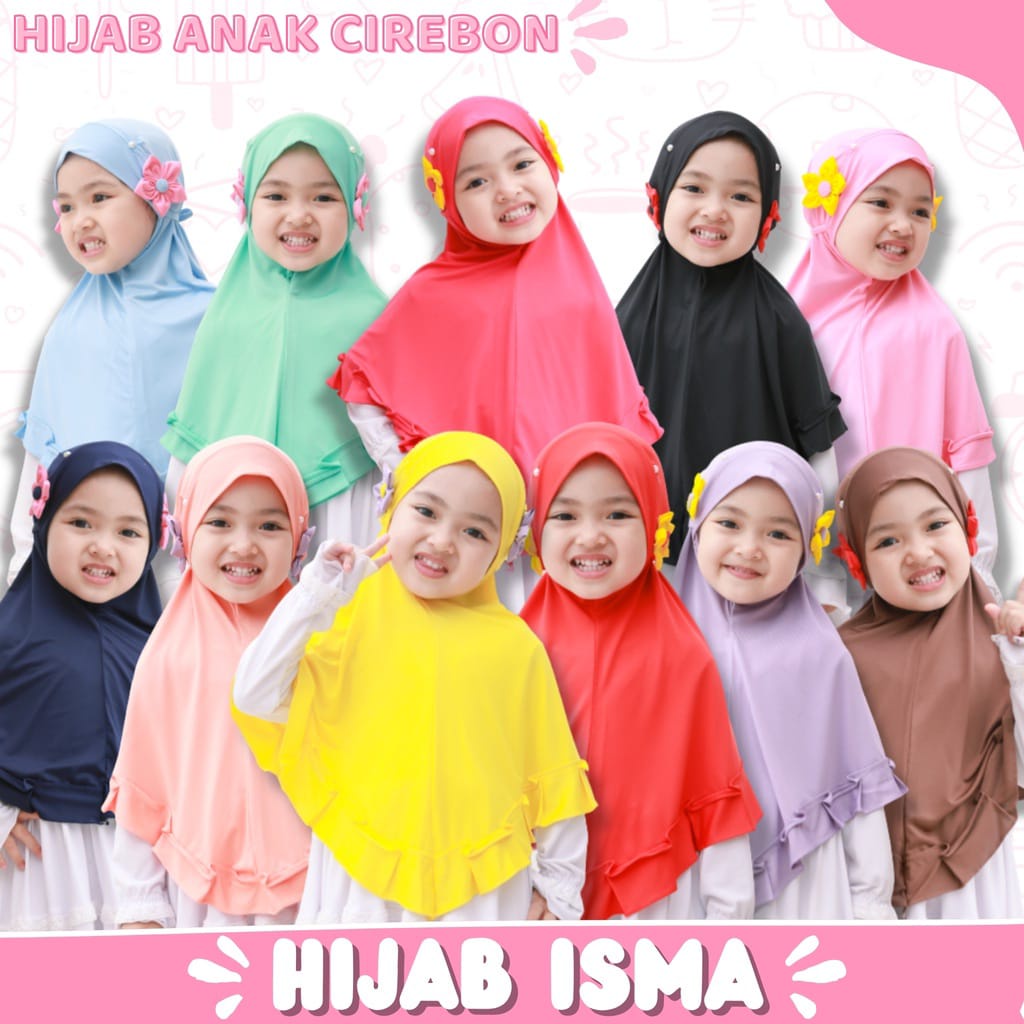 HIJAB ANAK UKURAN PAUD,TK,SD USIA 3,4,5,6 TAHUN MODEL TERBARU/HIJAB ISMA