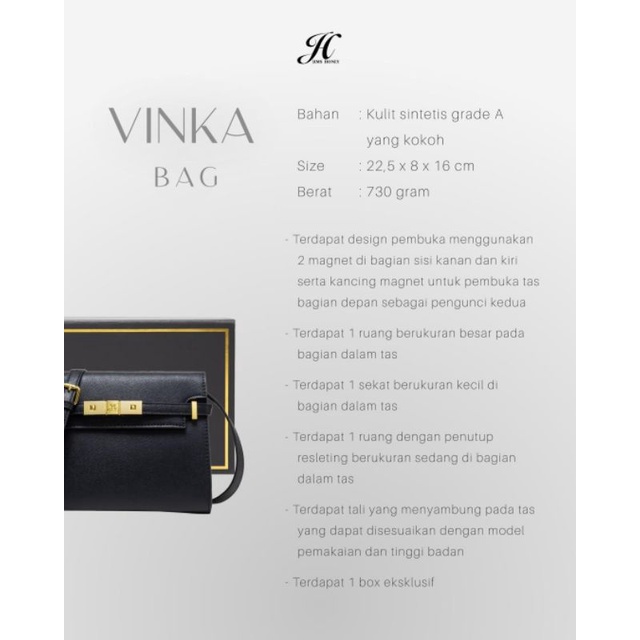 Vinka Bag jims honey original tas selempang wanita realpic cod free box tas kerja official store