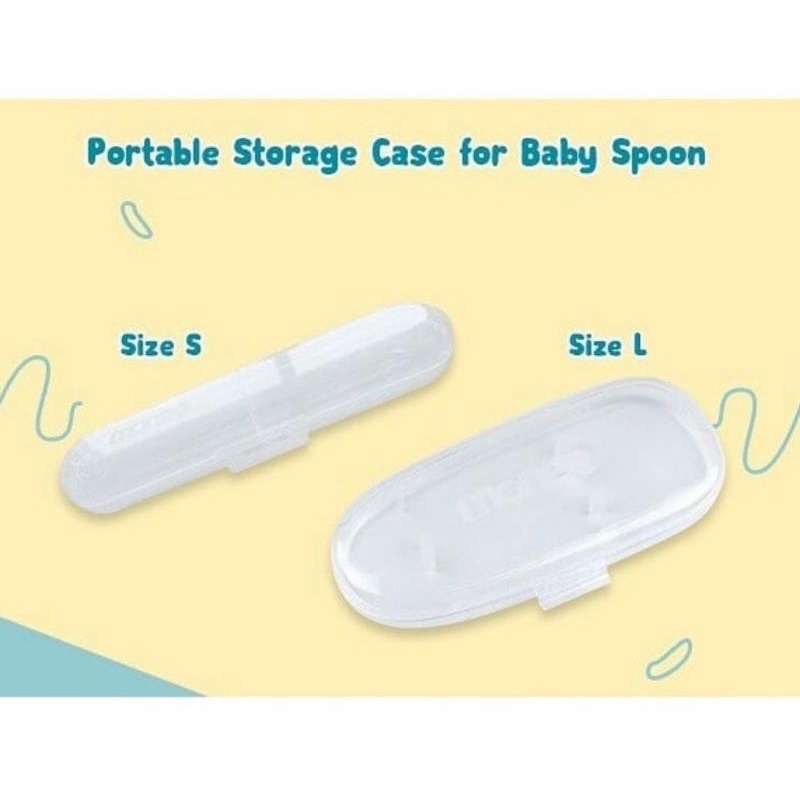 Monee Silicone Baby Spoon Sendok Silikon Bayi MPASI Empuk Teether Gigitan Bayi Ujung Bergerigi BPA FREE// Case Monee Sendok Silikon Bayi Traveling Penyimpanan Sendok Bayi