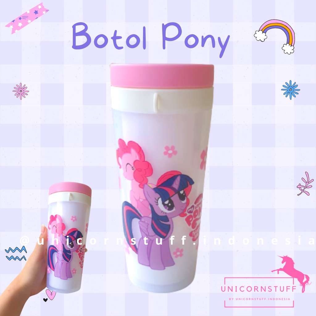 Botol Minum Unicorn Sekolah Anak Dengan Tali Pony Perempuan Cewek Bekal Gelas