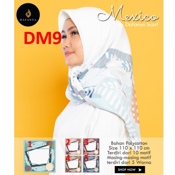 Hijab Segiempat Motif DM9 Mexico by Dafanya, Jilbab Scarf Segi empat Murah ,