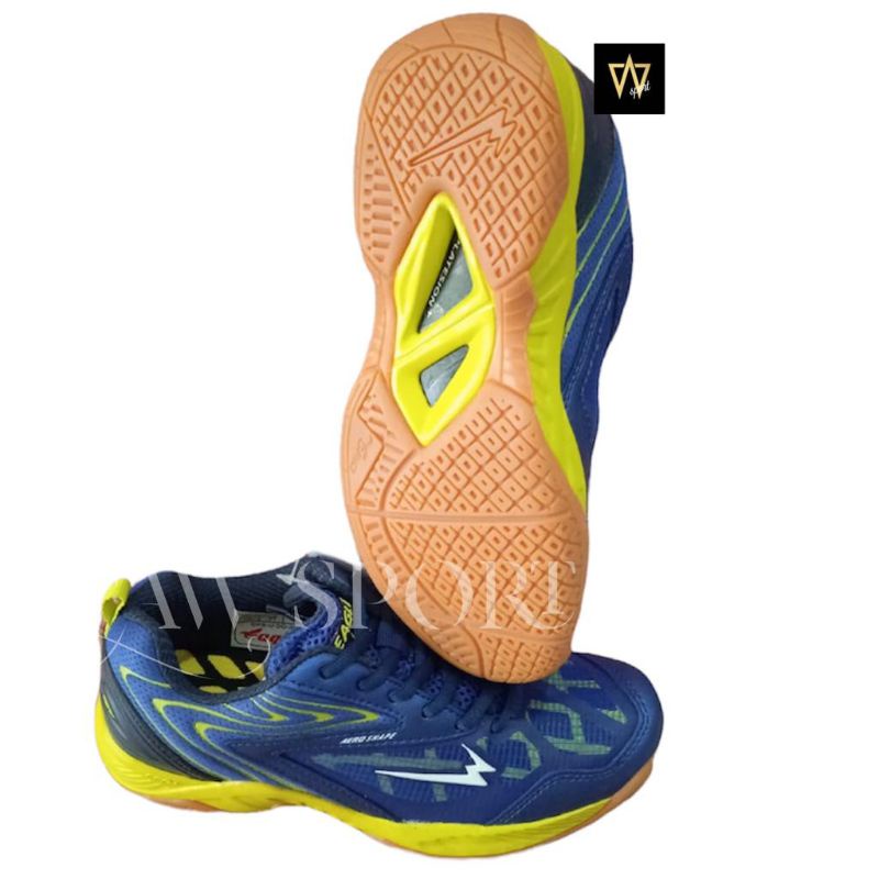Sepatu Badminton Eagle COMMANDO 2 JR (Biru/Citrun) Sepatu Bulutangkis Anak
