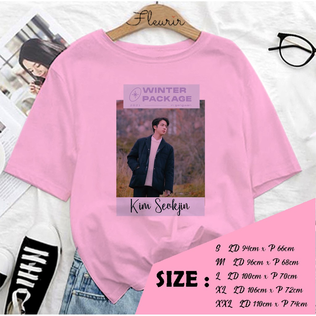 FLEURIR - KAOS SEOKJIN  WINTER PACKAGE WANITA DEWASA LENGAN PENDEK TEE UNISEX OVERSIZE JUMBO