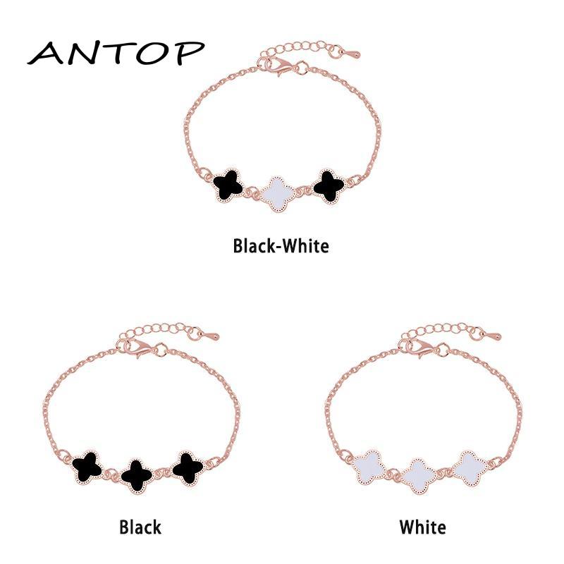 1 Pcs Korean Gelang Titanium Wanita Anti Karat Selamanya Semanggi Berdaun Empat Bracelet ANTOP