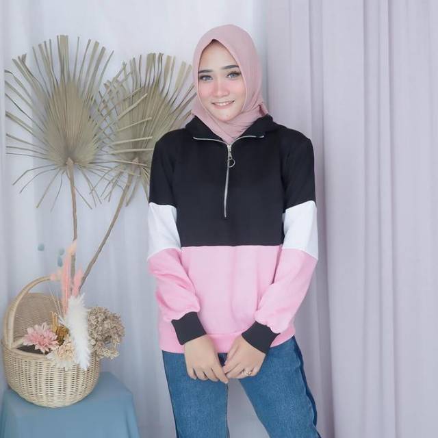 JAKET DISTRO KOREA STYLE PINK ROW 035