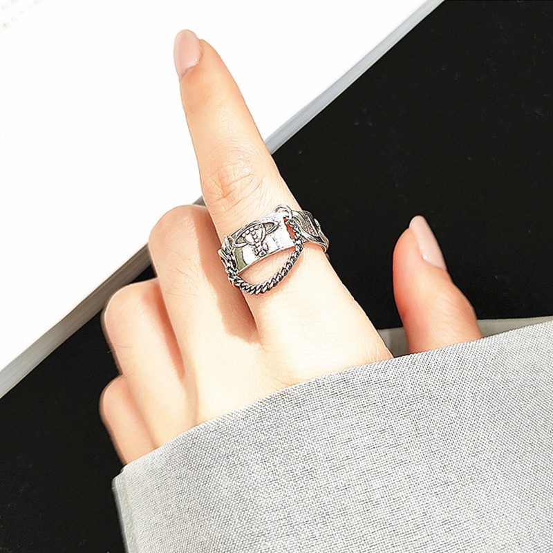 Siy Cincin Rantai Saturnusplanet Adjustable Warna Silver Untuk Wanita