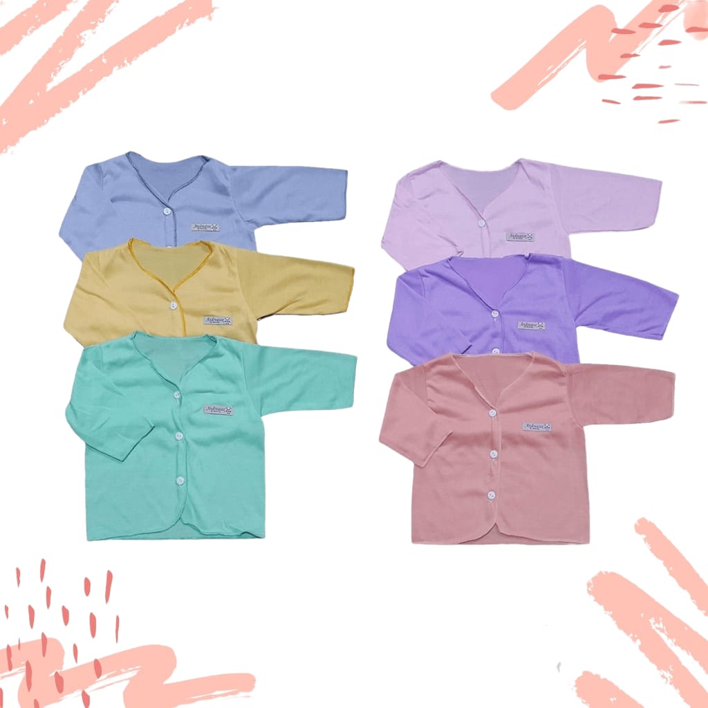 1 Pcs Baju Bayi SNI Kemeja Tangan Panjang Newborn 0-6 Bulan NANAMI Polos Warna / Baju Bayi