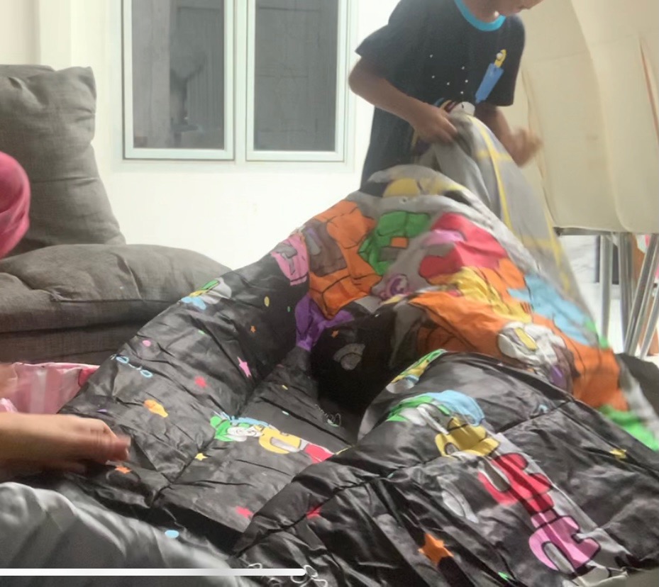 Bedcover Set Katun Star Motif Lets Play Among Us Blak 