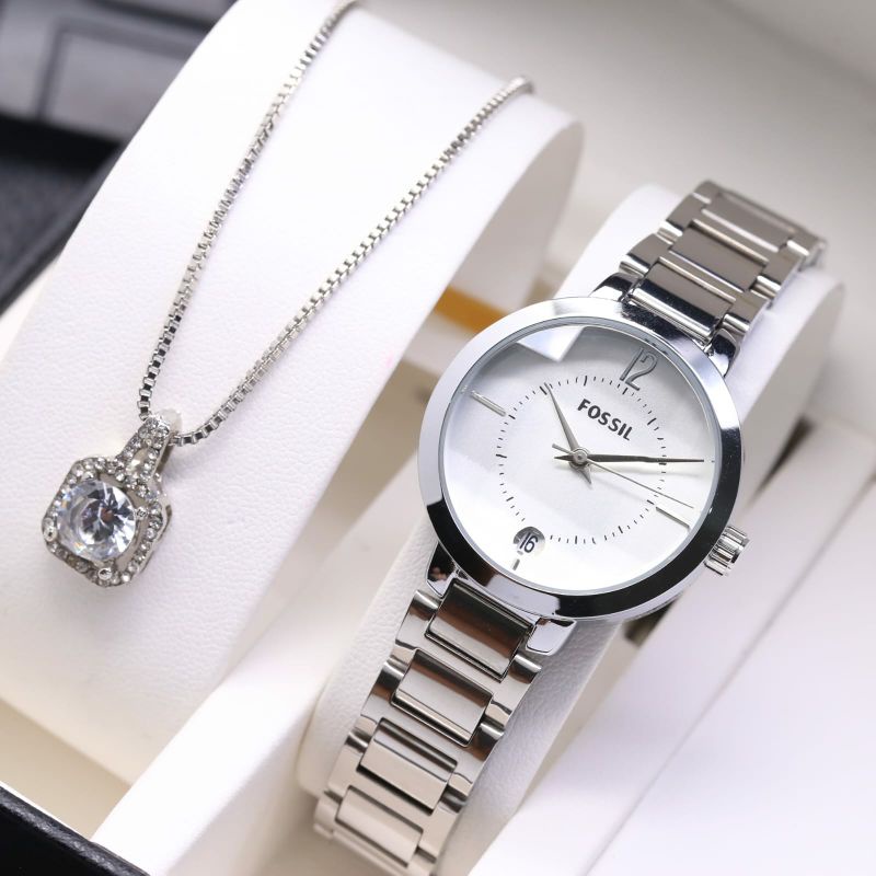 Jam Tangan Wanita Free Kalung Terlaris Stainliss Steel Mewah