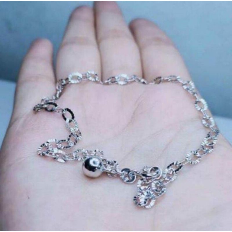 gelang tangan rantai titanium silver anti karat Perhiasan wanita