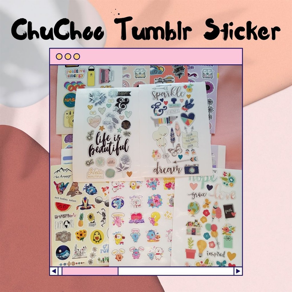 

ChuChoo Tumblr Sticker Decoration untuk diary / planner / notebook / jurnal part 2