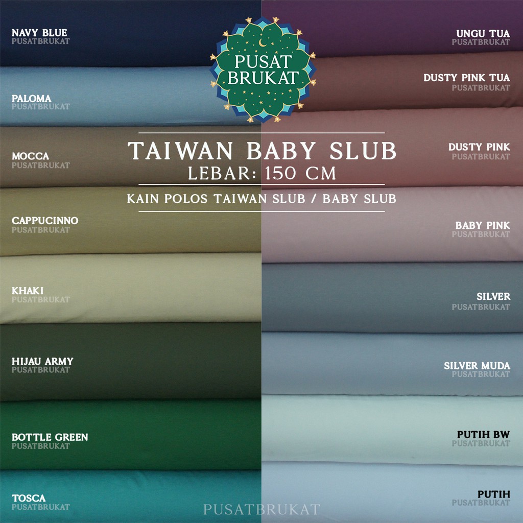 KAIN SLUB / TAIWAN BABY SLUB - BAHAN KAIN POLOS TAIWAN SLUB / BABY SLUB [harga per 0.5m]