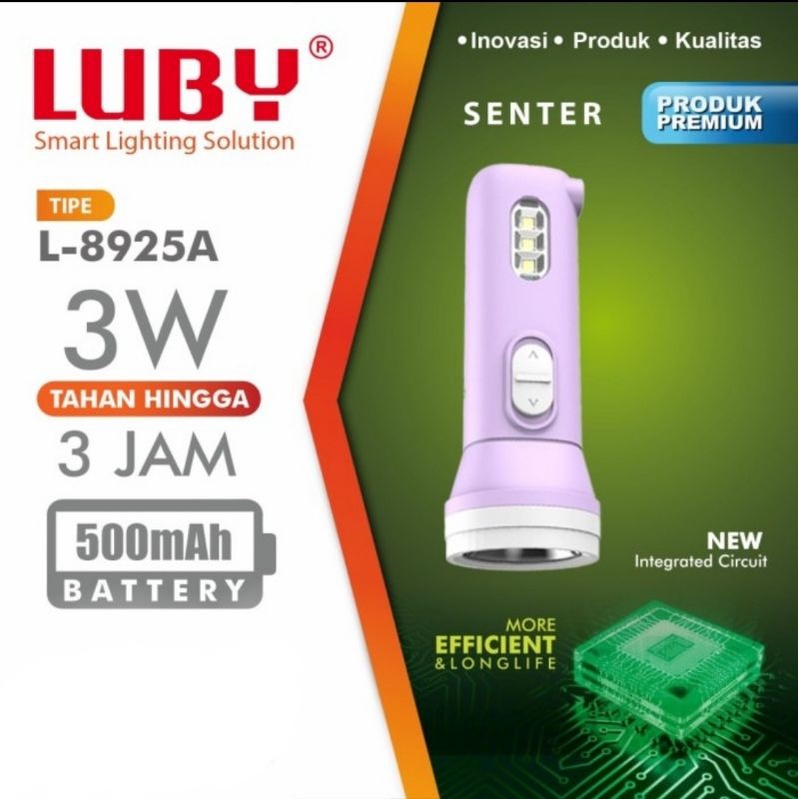 Lampu Senter Kecil LED LUBY L 8925A Rechargeable - Bisa Charge