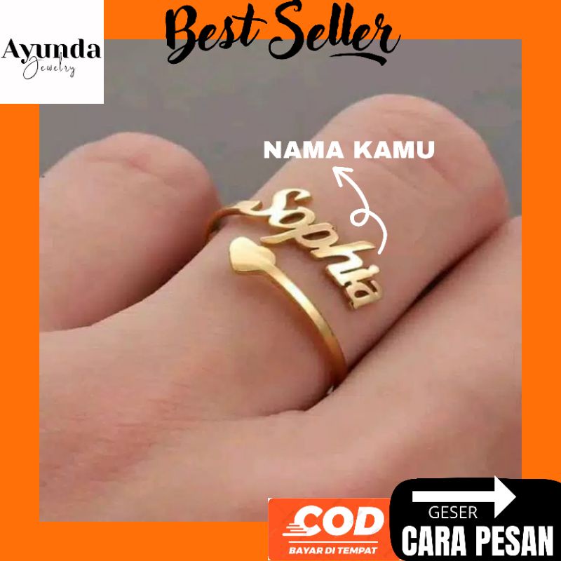 Cincin Nama titanium anti karat Cincin custom cincin korea