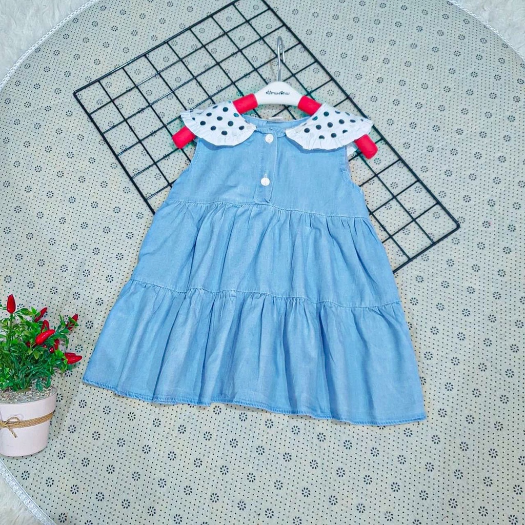 DRESS ANAK PEREMPUAN MOTIF POLKADOT DENIM BUNNY IMPORT
