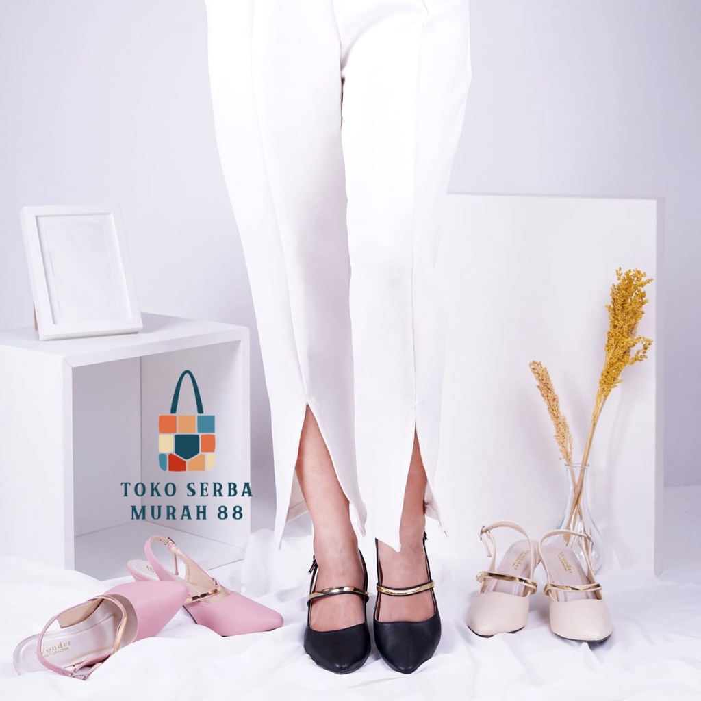 TSM88- VANILA heels hak pump tinggi 5 cm hitam pink cream