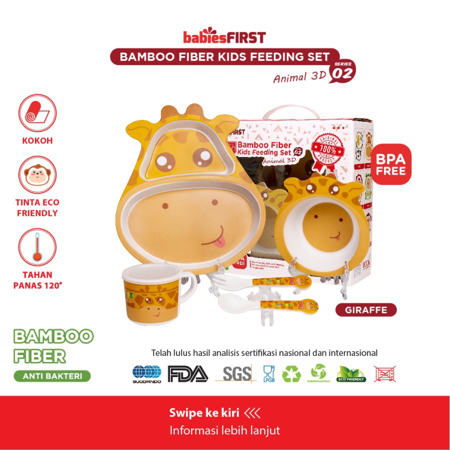 BABIESFIRST Bamboo Fiber Kids Feeding Set Animal 3D Alat Makan Anak