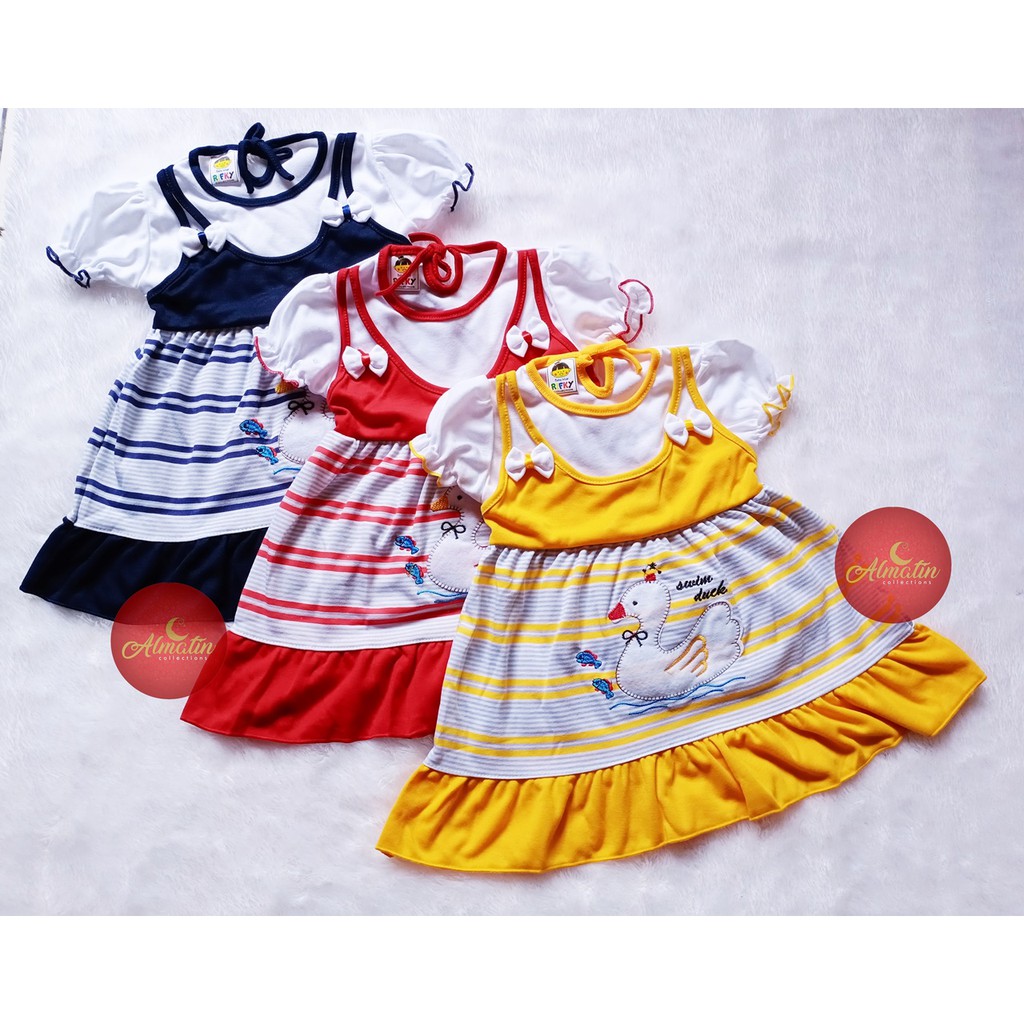 3 Stel Setelan Baju Bayi Perempuan / Baju Bayi Lengan Pendek / Dress Anak 3-18 Bulan Dapat 3 Stel