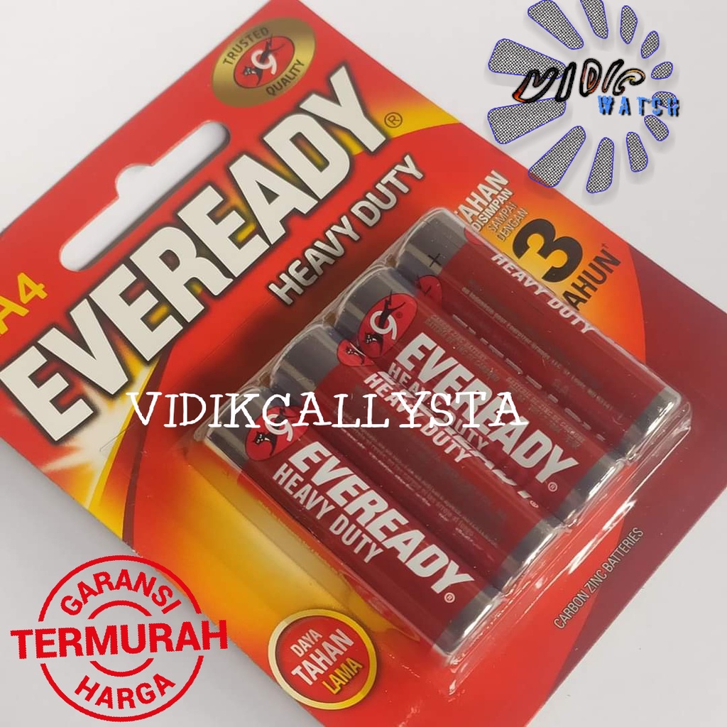 BATERAI EVEREADY A3 A2 HEAVY DUTY A3 AAA / A2 AA ASLI ISI 4 TAHAN LAMA