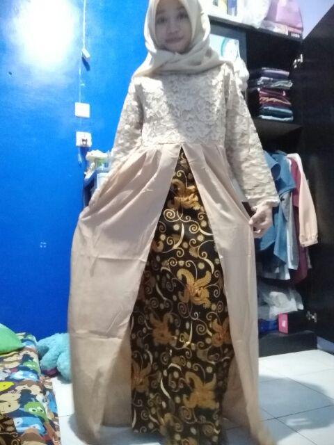 Couple Batik Maxi Dress Gamis Brokat Anami Sarwendah Bidara 074