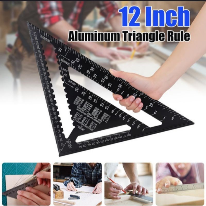 

PREMIUM Speed Square 12 Inch Besar 30 cm Penggaris Segitiga Woodworking HITAM