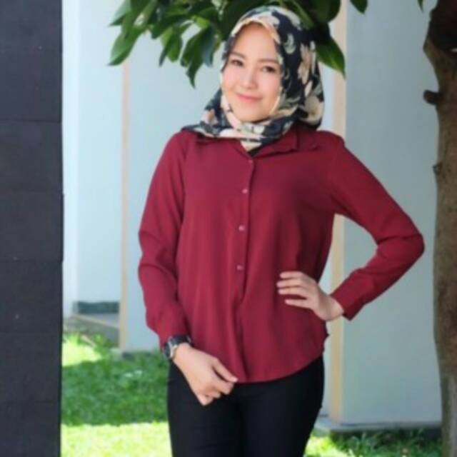 Kem basic/comfy scolder/kemeja dian bahan twiscone fit L-4