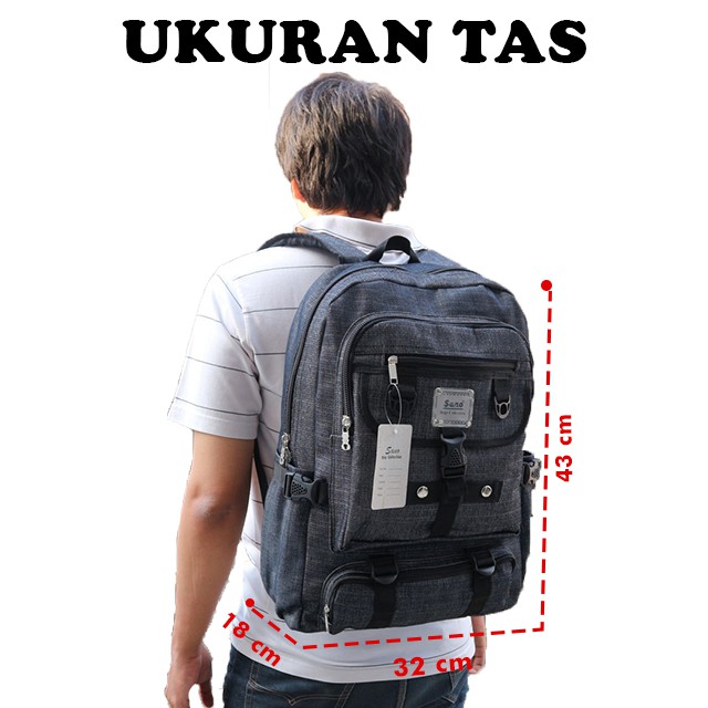 Tas Distro Sano Pria Ransel Laptop Cowok SMP SMA Backpack Gendong Multifungsi Keren Awet Berkualitas