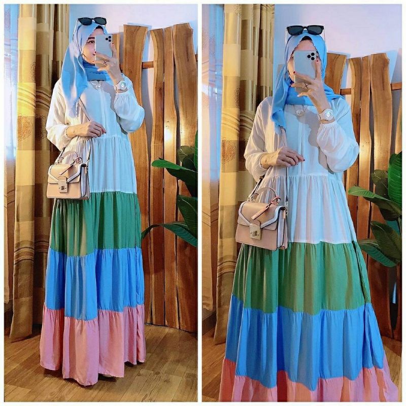 Thalia Maxy, GAMIS/MAXI DRESS WANITA MUSLIM CANTIK FIT XL BAHAN KATUN RAYON IMPORT LD104 ZIPPER BUSUI