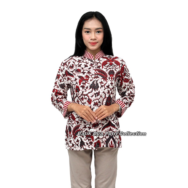 Atasan Batik Wanita Blouse Lengan Panjang Batik Dua Putri