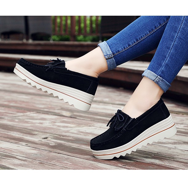 sepatu wanita import platform hitam tipe 1130