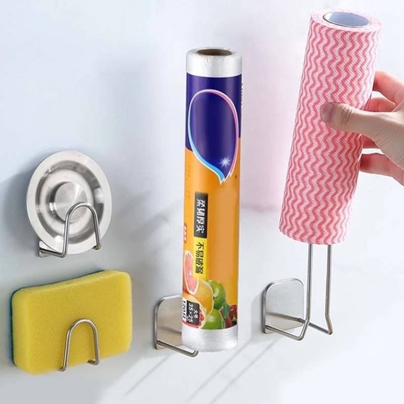 [Kitchen Sponges Holder ] [Nail-Free Self Adhesive Sink Sponge Drain Drying Rack][Multifunction Bathroom Kitchen Self Adhesive Nail-Free Door Hanger Hook]