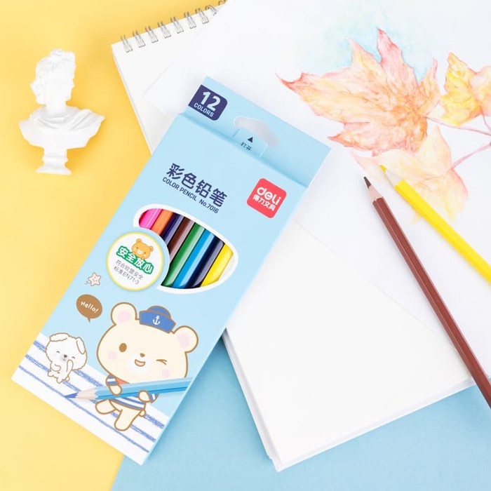 

WARNAPENSIL- DELI PENSIL WARNA 12C WARNA CERAH, BENTUK HEXAGONAL 7016 -PENSIL WARNA
