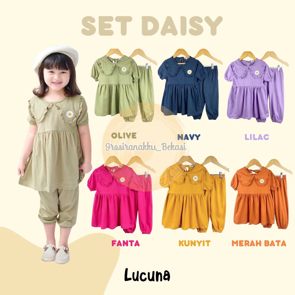 Setelan Anak Lucuna Daisy Mix Warna 1,2,3,4,5 tahun