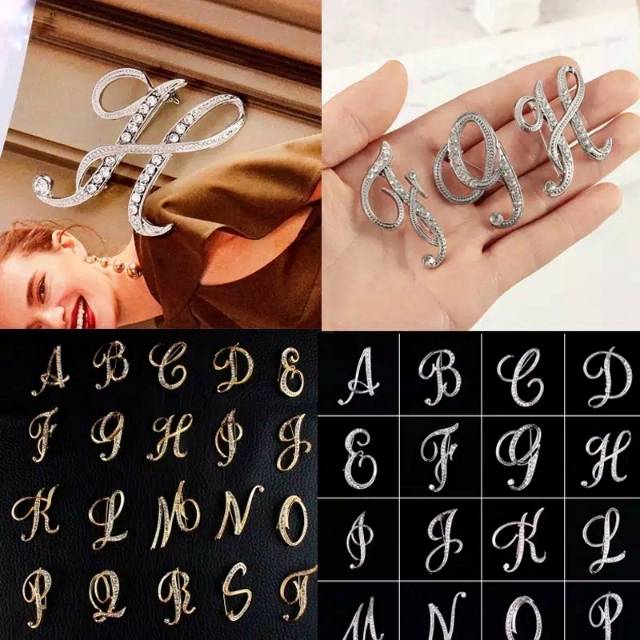 Bros huruf gold silver / bros jilbab / bros kutubaru / tuspin Bros Jilbab Bros Inisal Bros Hijab Bros Dada Bros Tuspin Bros Pin Brooch Korean Style Bros Elegan Bros Mewah Bros Cantik Bros Lucu Bros Wanita Bros Kebaya BRS-HRF-PTM BZO Grosir Bros Aksesories
